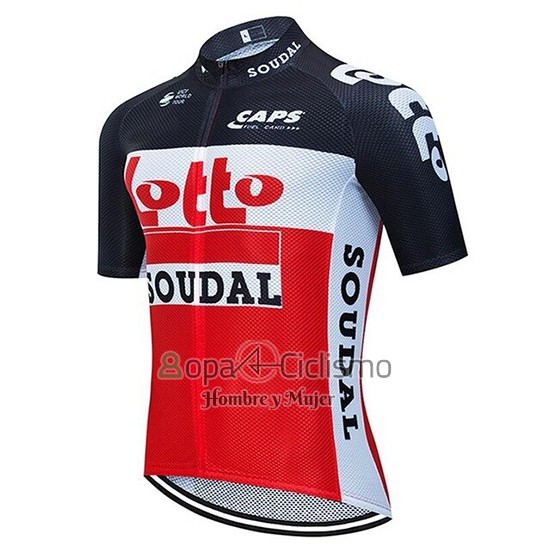 Lotto Soudal Ropa Ciclismo Culotte Corto 2020 Mangas Cortas Negro Rojo Blanco